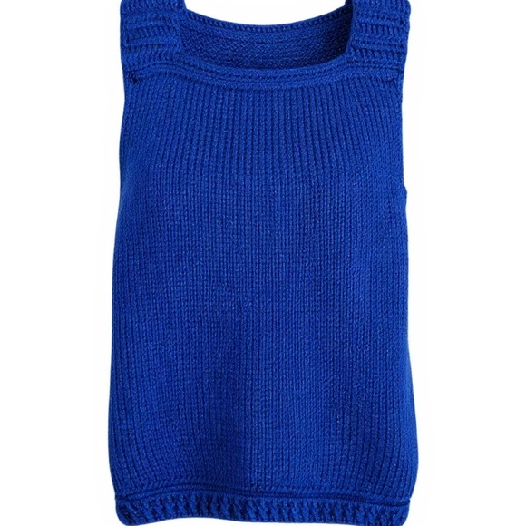 Knit Elegant Royal Blue Women's Tank Top - Picture 2 of 5
